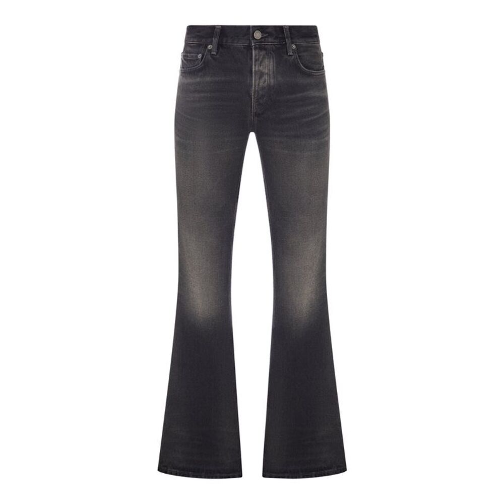 Haikure Men Washed Denim Flare Jeans With Pockets